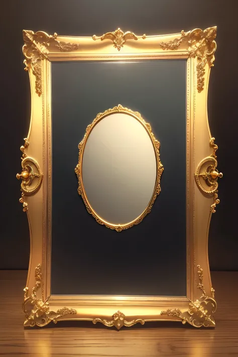 Exquisite, elaborate, antique, vintage, gold gilded, detailed empty frame, forward facing