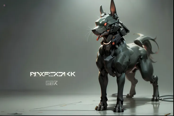 cyberpunk, mechanical dobermann，（mechanized dobermann head:1.5), steel teeth，glowing neon light,  ( global illumination, ray tra...