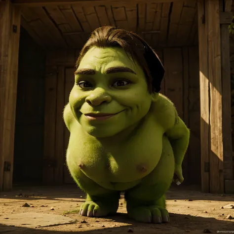 Crie uma imagem do shrek magro bem magro