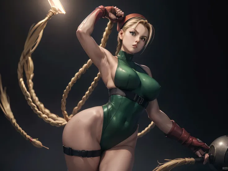 (((cammy white)))8k,((from street fighter)))((full body view ))) (((Empty dark background)))(((full body picture)))((((legs view))))(((full body view)))(((Amazing tits)))caliente, hermosa,((Hornie)),(((viste leotardo verde )))((tiene tetas perfectas)))8k,(...