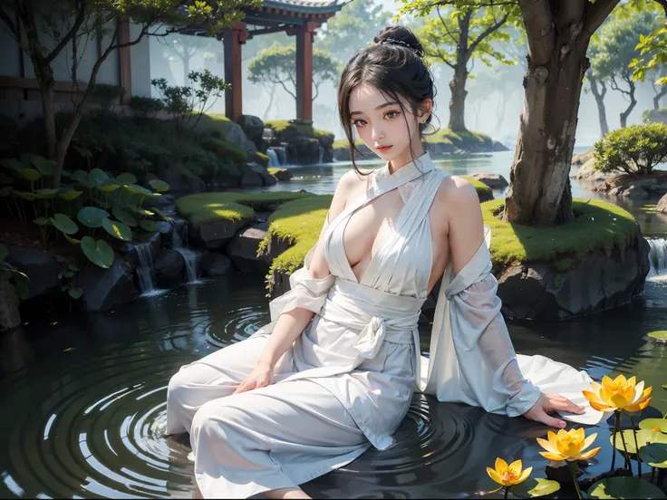 female bodhisattva，Lowered eyes，Like the first flower of an orchid,Gently expose your eyes,Pure and peaceful beauty。 Like a breeze,The shutters droop slightly,Gentle and elegant。 Ruyueer was ashamed,Half-covered eyebrows,It suggests an atmosphere of myster...