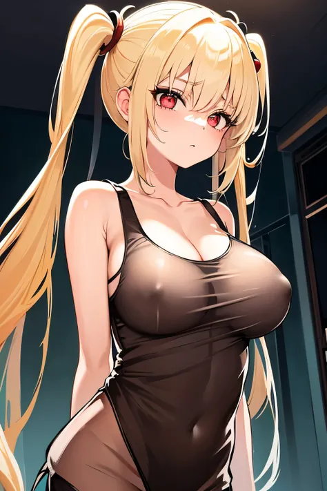 Optimal，masterpiece，High resolution，highest quality，hyper hd，Super detailed，award-winning，16k，alone，（Upper body），correct anatomy，Beautiful Cyberpunk Girl，(cowboy shot)、cute face，，blonde、long hair、twin tails、Braid, hair line，（（scarlet eyes）），long eyelashes，...