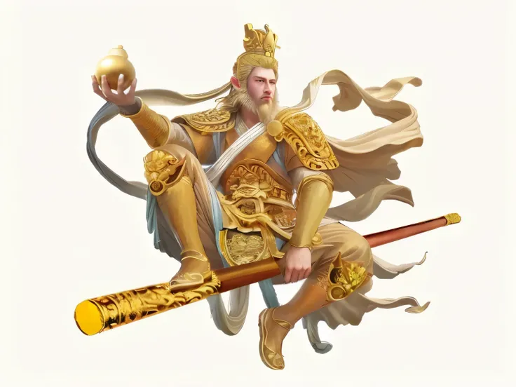 arafed image of a man holding a sword and a ball, sun wukong, monkey king, wukong, guan yu, the emperor of mankind, legendary go...