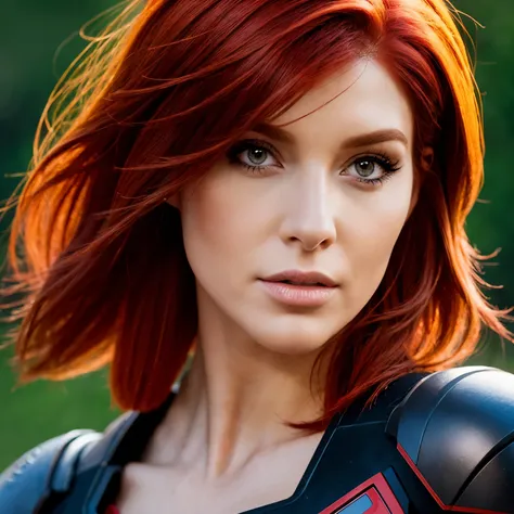 Red head femshep, up close portrait 