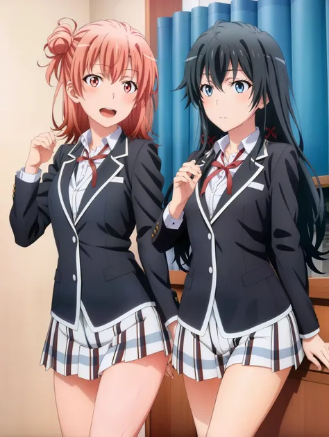 2girls , yukinoshita yukino , yuigahama yui , waltz dance , school uniform