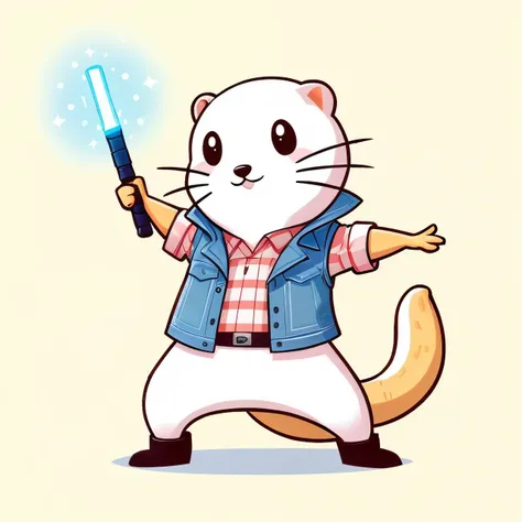 cartoon gray cat with a light saber in his hand, ferret warrior, anthropomorphic furry otter, anthropomorphic otter in costume, mr. nimbus character design, cal kestis lightsaber wallpaper, giant ferret, finn from adventure time, jake parker, cute chibi ra...