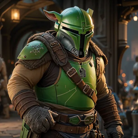 Shrek in Mandalorian armor, Shrek - The Mandalorian, Cinematic Photo, Maximum realism, CG 8k wallpapers are extremely detailed, Masterpiece, Best Quality, Ultra-detailed