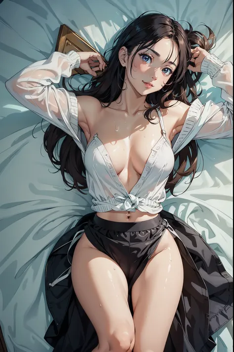 (extremely detailed CG unity 8k wallpaper), (masterpiece), (best quality), (ultra-detailed), (best illustration), (best shadow), (absurdres), 
BREAK
girl, sweat, steam, medium breast, nsfw, looking at viewer, light smile,