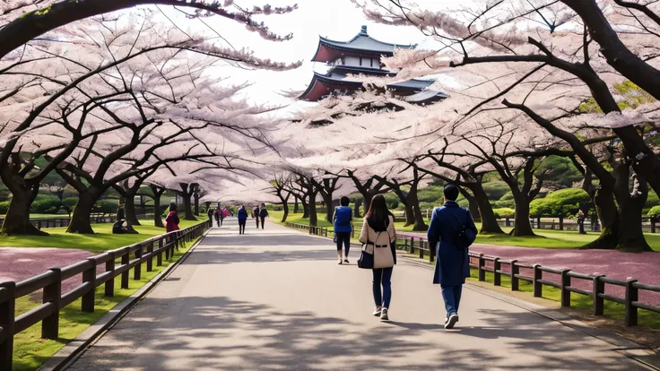 Take a walk in the park with cherry blossoms, Japan, Take a walk in the park with cherry blossoms, Japan, smile a little,