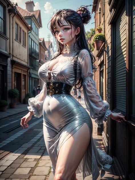 nfsw, woman, Plump body, big breasts, In dynamic poses wearing expensive and fashionable clothes., Designed by Gucci::3, Tumblr, Inspired by Yanjun Cheng&#39;s style., digital art, internet boy lofi meme, Trending on Dezeen, photo catalog, 3d render Beetle...