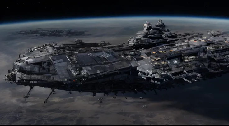 A captivating depiction of a space station floating in the vastness of space, (Stunning spatial backdrop), (Detailed spacecraft design), (lifelike rendering), (Impressive scale and proportions), (futuristic architecture), (Attention to scientific accuracy)...