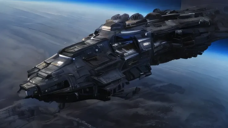 A huge detailed spaceship in space