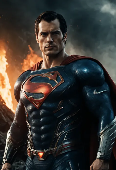 a close up of a superman posing in front of a fire, transformers cinematic universe, wojtek fus, hq 4k wallpaper, transformers :...