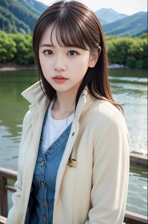  (8K, RAW photo, highest quality, masterpiece:1.3), (realistic, photo-realistic:1.4), (Highly detailed 8K wallpaper), sharp focus, Depth of written boundary,
 japanese idol,very cute, (coat:1.3),(straight here : 1.4), Upper body, highly detailed face and e...