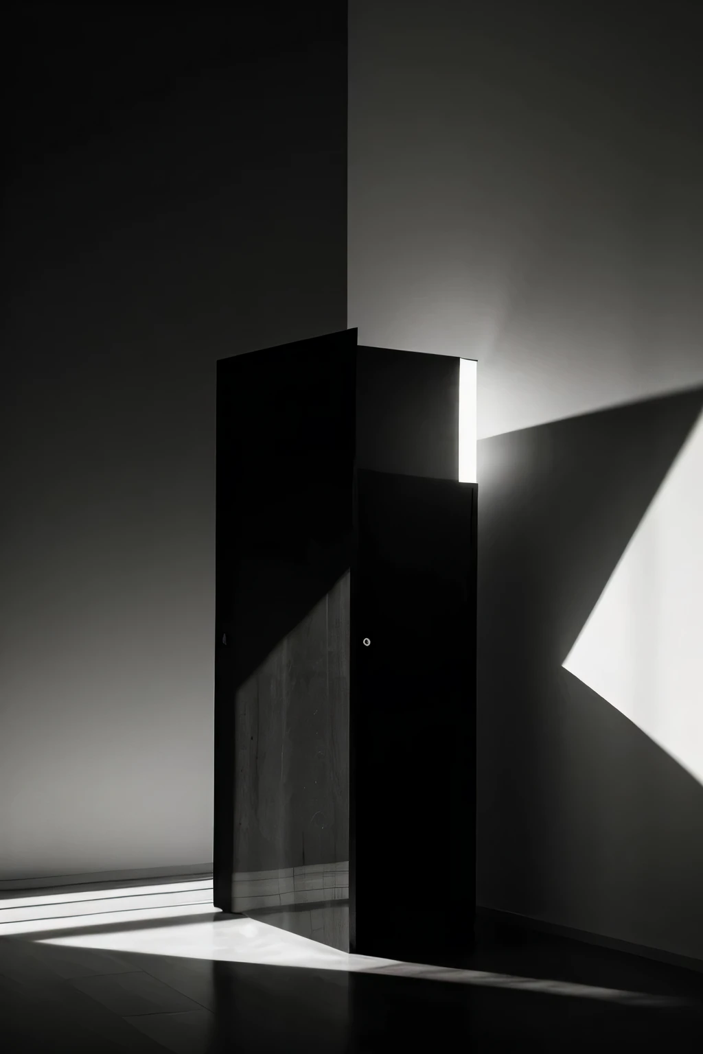 Contraste atemporal: An abstract black and white composition that plays with light and shadow, creating an elegant and sophisticated aesthetic.