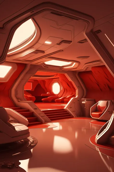 award winning interior design of a house on mars, red planet, futuristic,