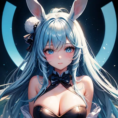 cute and sexy girl, Bunny girl, surreal, detailed lighting, anime, have  ,cute,Hair color is sky blue,eye color is blue