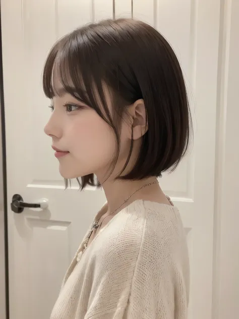 white wall、Taken in front of the white door、(窓のあるwhite wallの部屋)、(8K、Live shooting、highest quality、masterpiece:1.2)、High-definition RAW color photo、professional photos、(real、フォトreal:1.37)、Shot in natural light、1 girl、smile、(various poses)、BREAK is (Ombre:1....