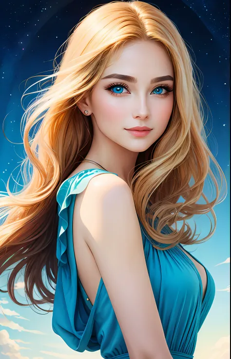 animesque、portraitures、One Person２０Pretty Woman、Moisturized eyes、Casual clothing、a picture、oval jaw、beautiful countenance、The hair、Blue eyes with a beautiful glow、LDS Art