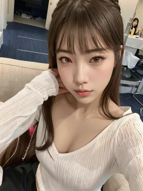 Araffe Asian woman with long hair and white shirt posing for a photo, Lalisa Manobal, Sun Yunjoo, Lalisa Manoban do Blackpink, Heonhwa Choe, jaeyeon nam, Lee Ji-eun, Lee Ji-eun, linda mulher sul-coreana, Yoshitomo Nara,  coreana