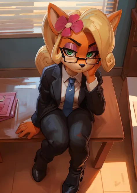 [Coco bandicoot], [Uploaded to e621.net; (Pixelsketcher), (wamudraws)}, ((masterpiece)), ((HD)), ((high res)), ((solo portrait)), ((full body)), ((front view)), ((lower-angle view)), ((feet visible)), ((furry; anthro)), ((detailed fur)), ((detailed shading...