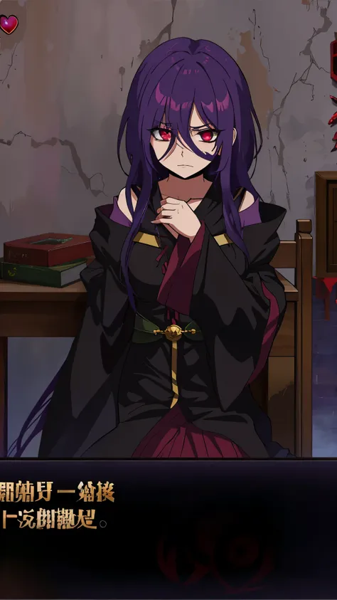 grimdark, portrait Gaimoyedre grimdark, gothic shoujo anime girl, ; visual novel, Anime cute art style, Gaimoyedre, visual novel, Demonic breath, visual novel cg, ((wearing noble robes)), Satya from Overlord, sly expression