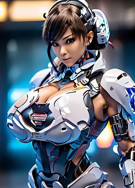 rough skin, Super detailed, advanced details, high quality, 最high quality, High resolution, 1080P, hard disk, beautiful,(cyborg),(Missiles from the chest),(Machine gun from both hands),beautifulcyborgの女性,メカcyborg少女,battle mode,Mecha body girl,彼女は武器を持ったバトルc...