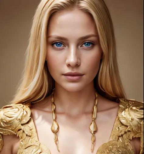 an angel, Gold armor (masterpiece, Best quality, a high resolution:1.4), 1 girl, an angel, skin pore texture, blonde hair, HD , photo, movie, Cinematic, whole body, Realistic, (8K, raw photo, Best quality, masterpiece:1.2), (Realistic, photo-Realistic:1.33...