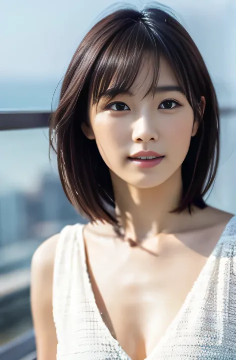 Idol、table top, highest quality, shape, Super detailed, finely, High resolution, 8k wallpaper, Beautiful woman at 30 years old,sexy,Japanese、short cut hair