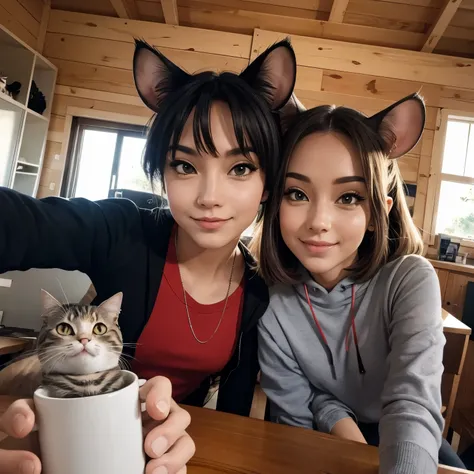   Cat and mouse taking a selfie 