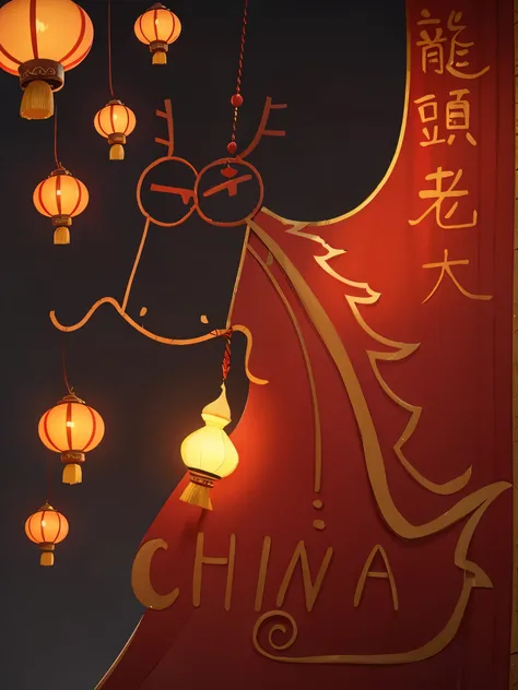 red，Spring Festival，，Chinese new year，Chinese style，lantern，firecracker，red背景，China red，beaming，全部red，Gold ingots