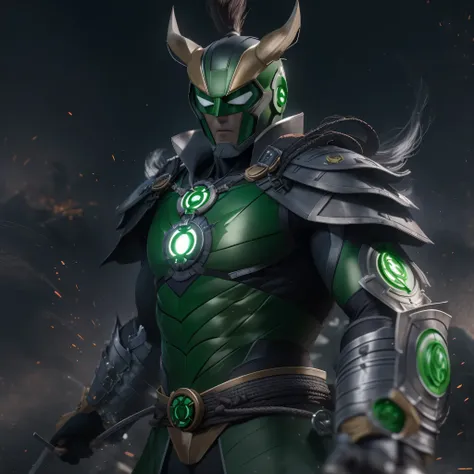 dc comics Samurai Green Lantern, samurai armor, photo-realistic, octane render, unreal engine, ultra-realistic