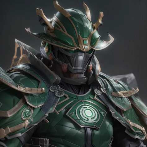 dc comics Samurai Green Lantern, samurai armor, photo-realistic, octane render, unreal engine, ultra-realistic