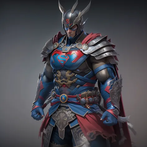 Full body image, DC Comics, Samurai Superman, samurai armor, photo-realistic, octane render, unreal engine, ultra-realistic