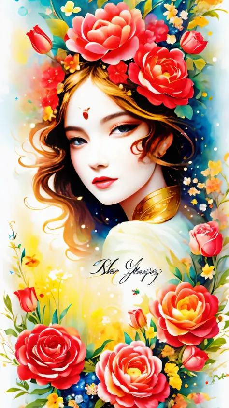 (masterpiece, best quality:1.2), greeting card design，I Love you,love