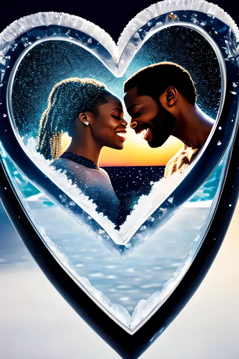 Title: "A Crystallized Moment of Love: A Black Couple Skating on the Heart-Shaped Ice"

In this breathtaking cinematic scene, a Black couple is captured in a moment of pure joy as they gracefully glide across the heart-shaped ice rink. The tenderness of th...