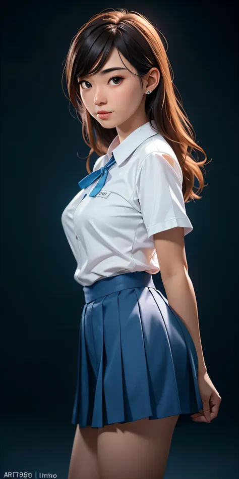 beautiful japanese 14 year old girl, wearing silk shenzhen school uniform, photorealistic, photo, masterpiece, realistic, realis...