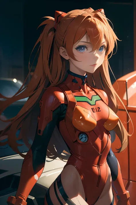 (masterpiece, best quality), 1girl, beautiful face, beautiful body, souryuu_asuka_langley, plugsuit, bodysuit, interface headset...