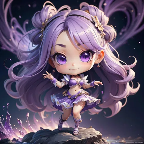 cute赤ちゃんa bitアニメ、Angel、purple bikini、Open your mouth and be surprised、slutty makeup、detailed face、(((chibi 3d))) (highest quality), (debris flies)、((highest quality)), ((masterpiece)), ( extreme details, best details, official art, beautiful and aesthetic:...