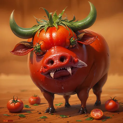 Themed Image Creation Tool Prompts "Boimate":

Estilo:

Realista: Uma imagem fotorrealista de um tomate com casca de couro e carne bovina intercalada no interior.
Cartunesco: A cartoon of an ox and a tomato hugging or merging into a single being.
Surrealis...