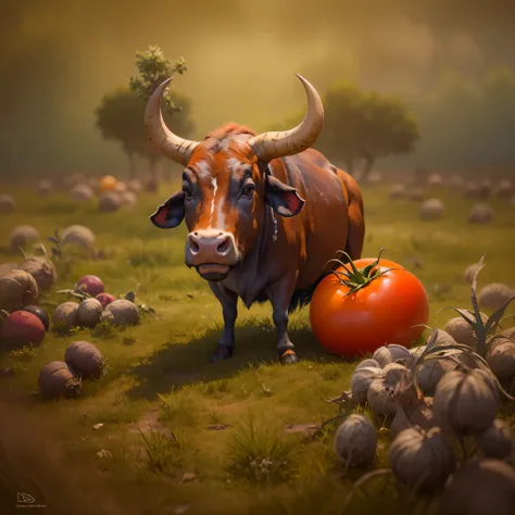 Themed Image Creation Tool Prompts "Boimate":

Estilo:

Realista: Uma imagem fotorrealista de um tomate com casca de couro e carne bovina intercalada no interior.
Cartunesco: A cartoon of an ox and a tomato hugging or merging into a single being.
Surrealis...