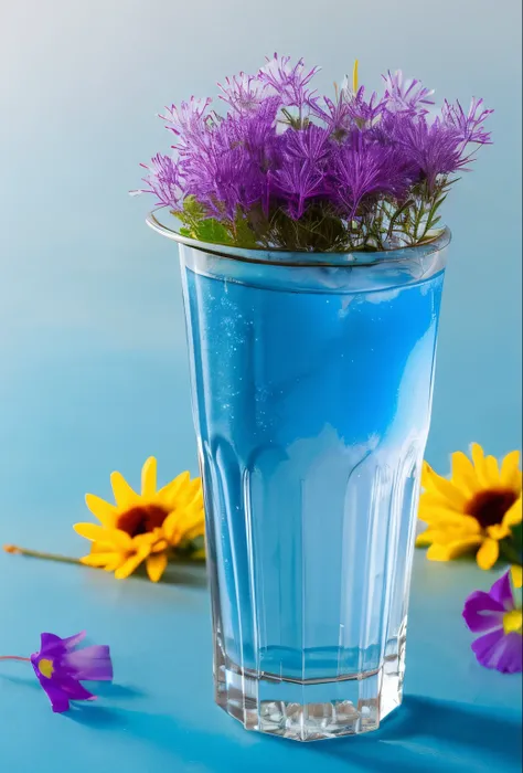 high resolution fantasy　wildflowers in colorful glasses