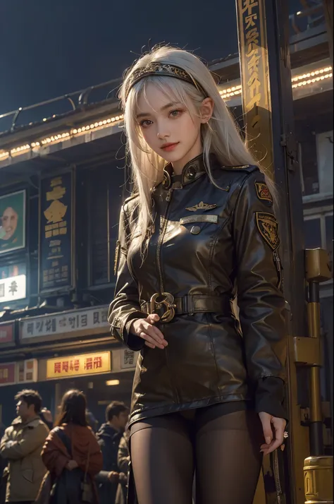 masterpiece，ultra high resolution，8K resolution，depth，depth of field，exquisite facial features，It&#39;s a perfect face，girl，the only person，Smile，with white hair，hair，粉红色的hair，cross，bangs， Head bands, bracelets, bracelets, sleeves, ears, ears, Aviator -lik...