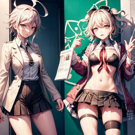 danganronpa　Chiaki Nanami exposing her skin　spread legs　/Nagito Komaeda　male