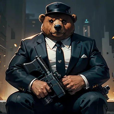 Mafia bear with gun