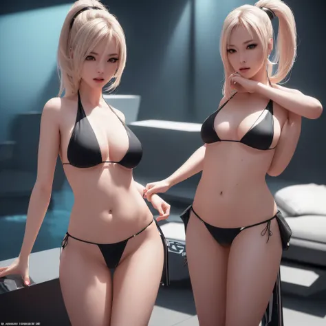 A sexy female android in a bikini is in waifu mode, dancing erotically in the living room. (best quality,4k,8k,highres,masterpiece:1.2),ultra-detailed,(realistic,photorealistic,photo-realistic:1.37),HDR,professional,physically-based rendering,studio lighti...