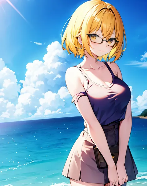 anime girl with yellow hair and yellow eyes in glasses, Best Anime 4K Kona-chan Wallpaper, anime wallpaper 4k, anime wallpaper 4k, Wallpaper Anime Blue Water, anime style 4k, anime art wallpaper 4k, anime art wallpaper 4k, Kantai Collection Style, 4k anime...