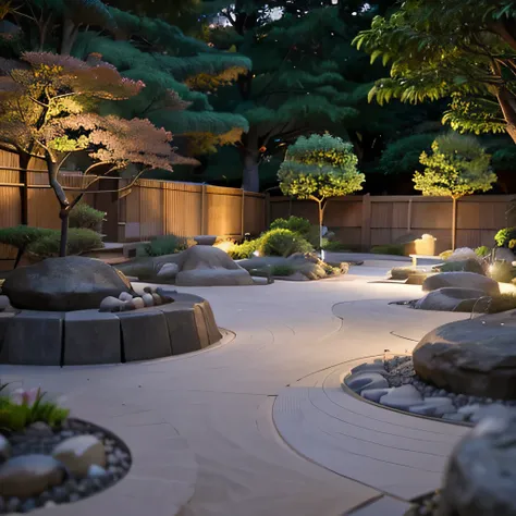 zen garden Future Japanese garden　pink　Light blue　purple　bright