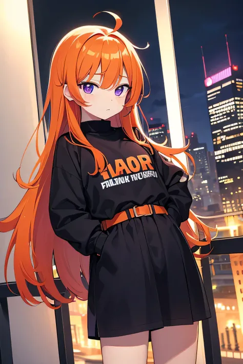 2348i0293u0mu3jjjreiopawjr0wjrwijrwjrwrw, orange hair, super, long hair, purple eyes, awoe9023uijhsieoahfiopsehfiohsera, in city