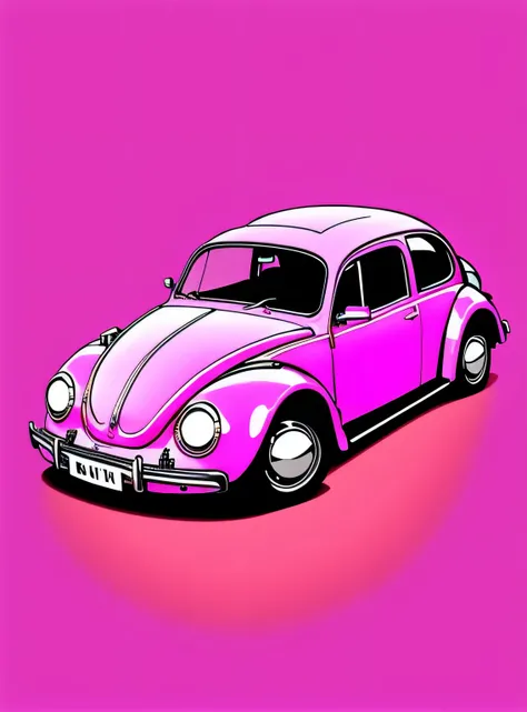 um logotipo do livro VW Beetle no estilo de arte em (fundo rosa:1.5)